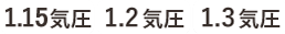 1.15気圧1.2気圧1.3気圧